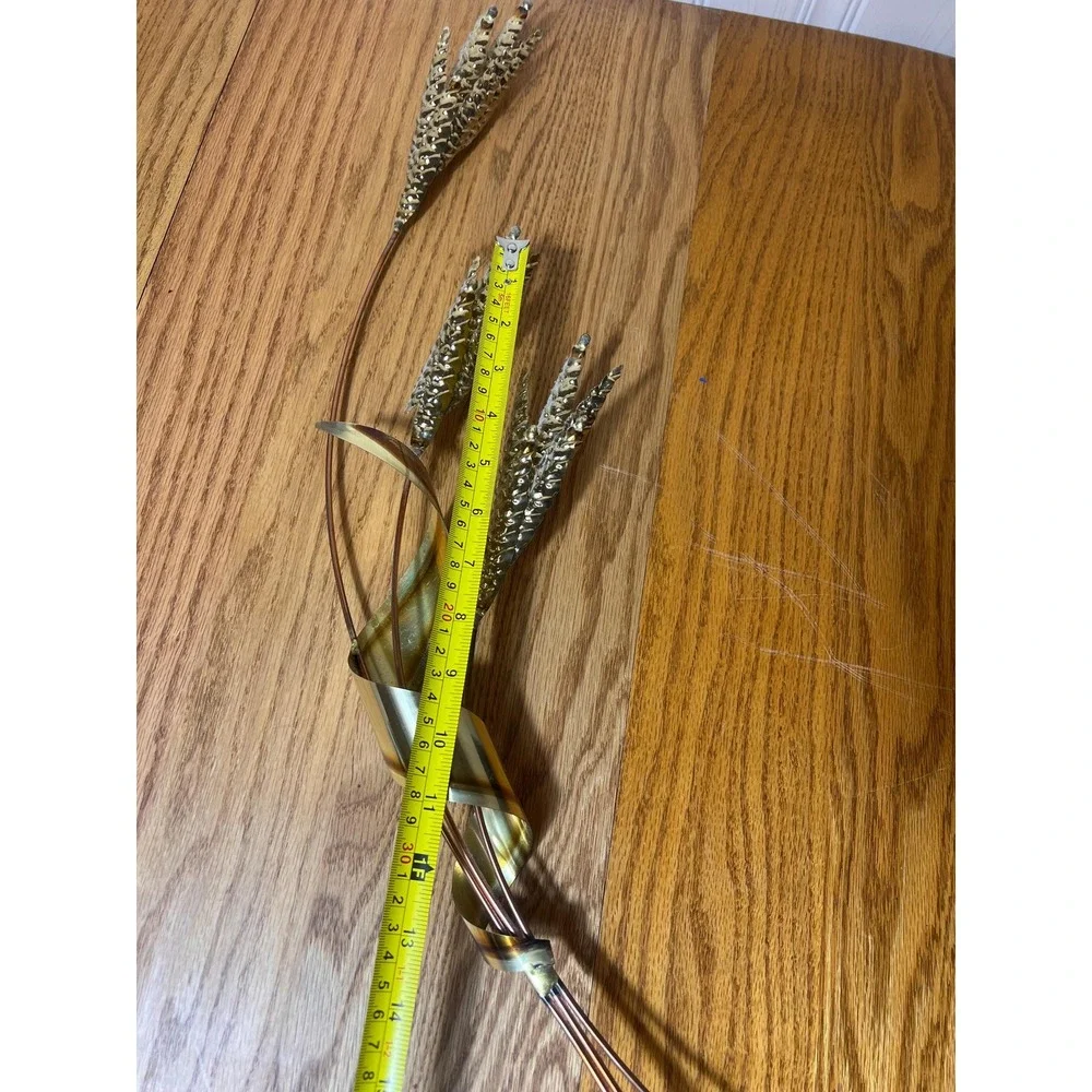 Vintage Home Interiors Brass Wheat Wall Hanging Metal Mid Century Modern 31 Inch